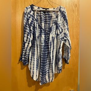 Chaps 2X Boho Tye Dyed Long Sleeve Blouse